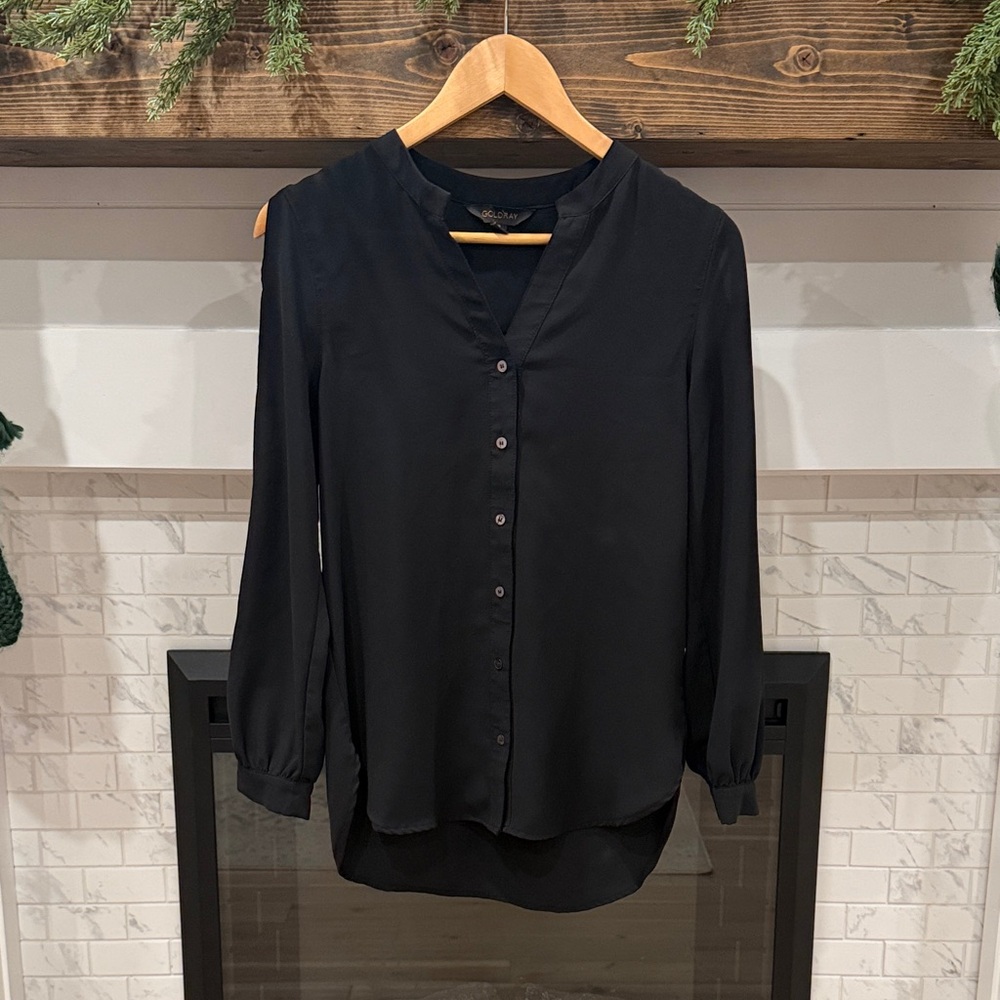Goldray Elegant Black Women's Top button blouse 3 for $20